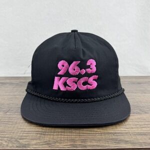 Vintage 96.3 KSCS Hat Cap Strap Back One Size Black Pink Radio Station Mens 90s
